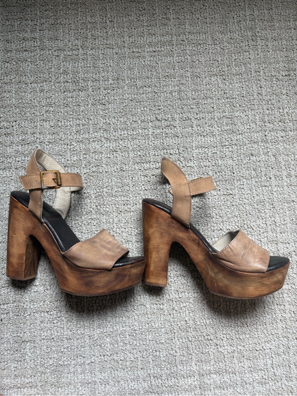Freebird by Steven Tan Leather Platform Block Heels